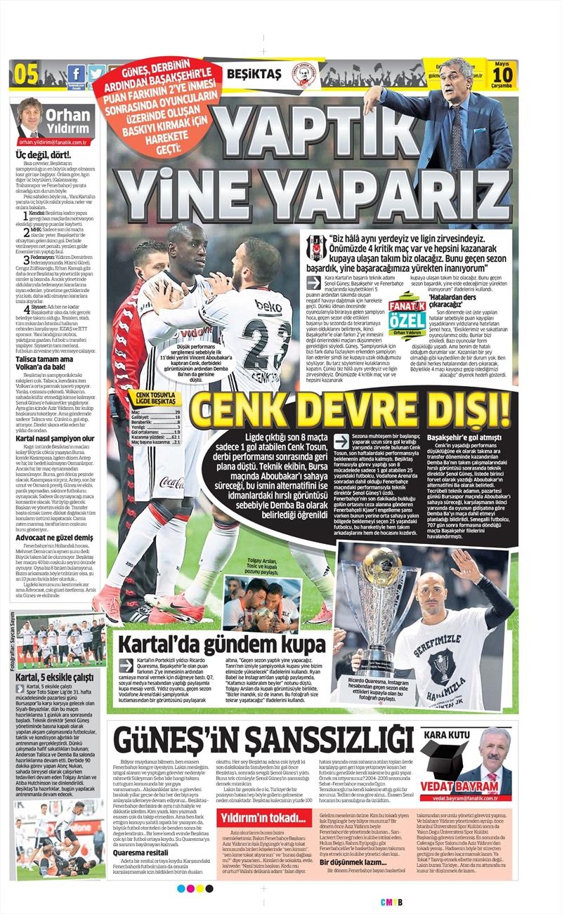10 Mayıs 2017 | İşte gazetelerin Beşiktaş manşetleri - Görsel 3