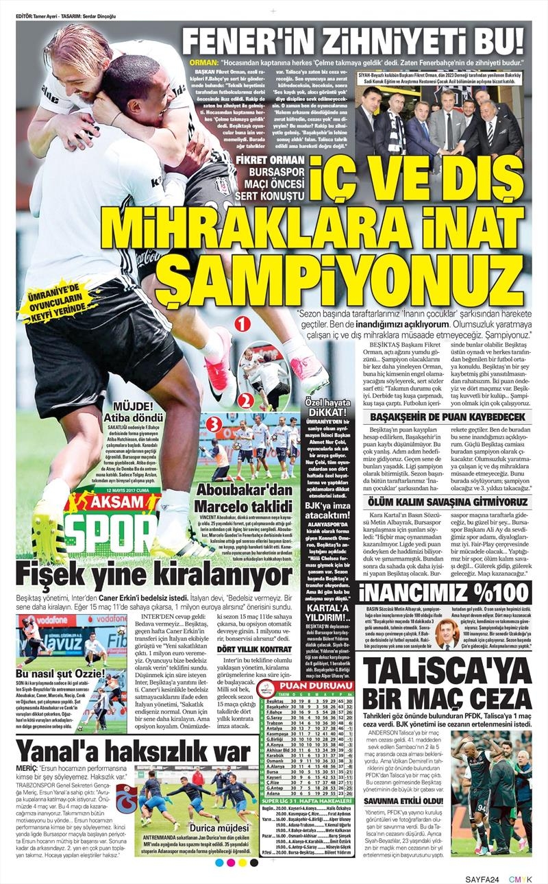 12 Mayıs 2017 | İşte gazetelerin Beşiktaş manşetleri - Görsel 5