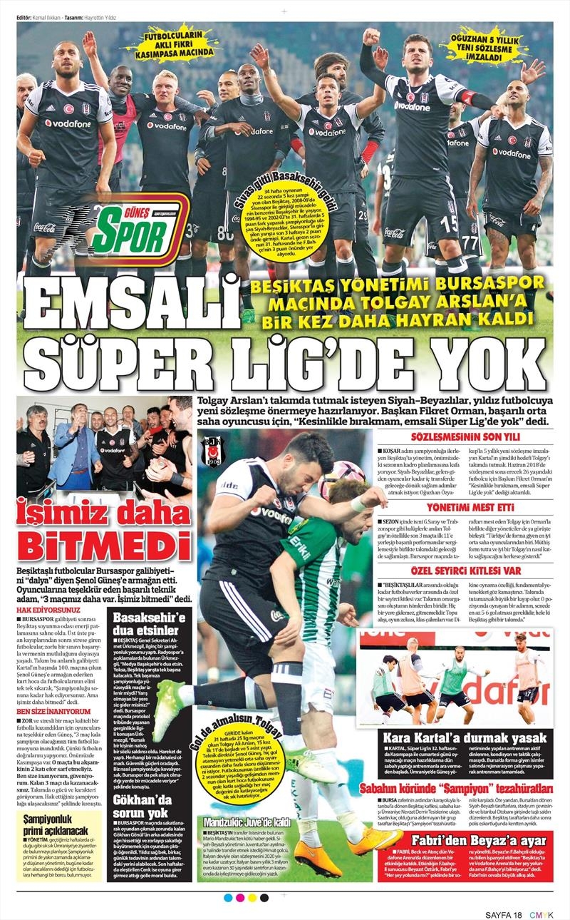 17 Mayıs 2017 | İşte gazetelerin Beşiktaş manşetleri - Görsel 1