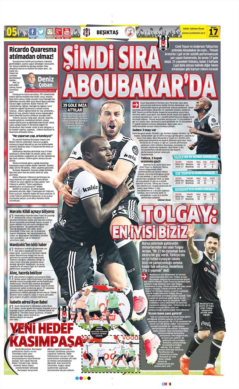 17 Mayıs 2017 | İşte gazetelerin Beşiktaş manşetleri - Görsel 2