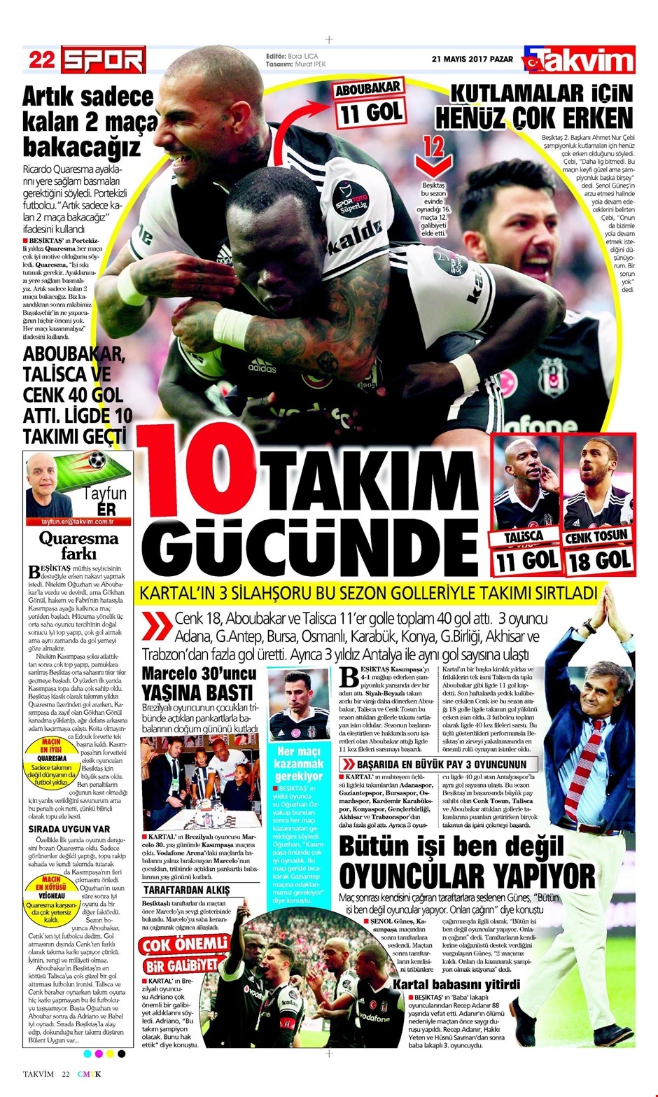 21 Mayıs 2017 | İşte gazetelerin Beşiktaş manşetleri - Görsel 9