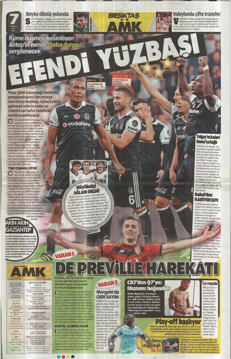 23 Mayıs 2017 | İşte gazetelerin Beşiktaş manşetleri - Görsel 1