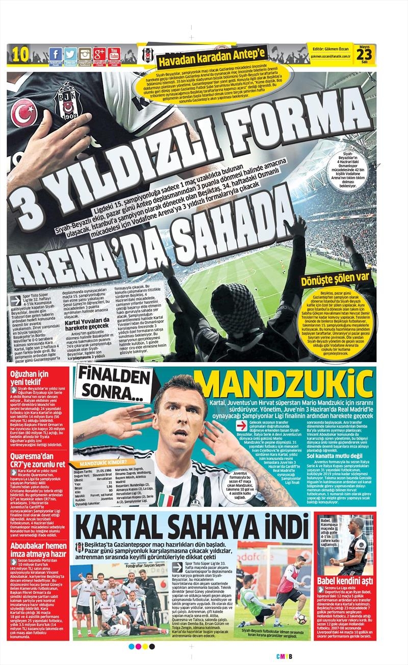 23 Mayıs 2017 | İşte gazetelerin Beşiktaş manşetleri - Görsel 3