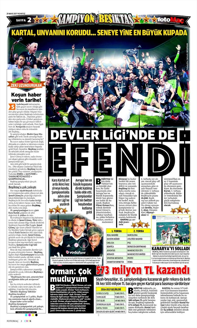 29 Mayıs 2017 | ŞAMPİYONLUK MANŞETLERİ - Görsel 13