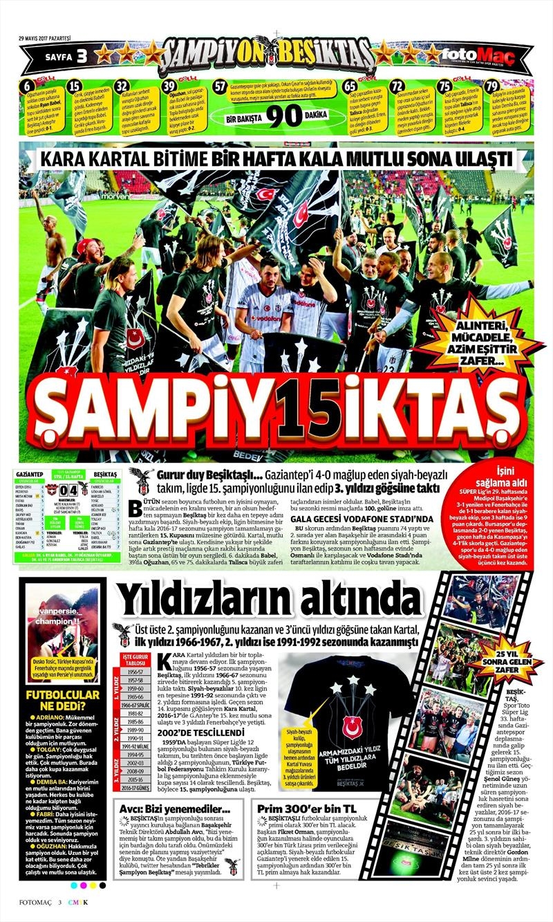 29 Mayıs 2017 | ŞAMPİYONLUK MANŞETLERİ - Görsel 14