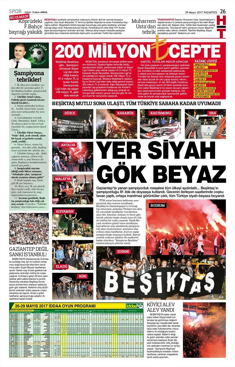 29 Mayıs 2017 | ŞAMPİYONLUK MANŞETLERİ - Görsel 18
