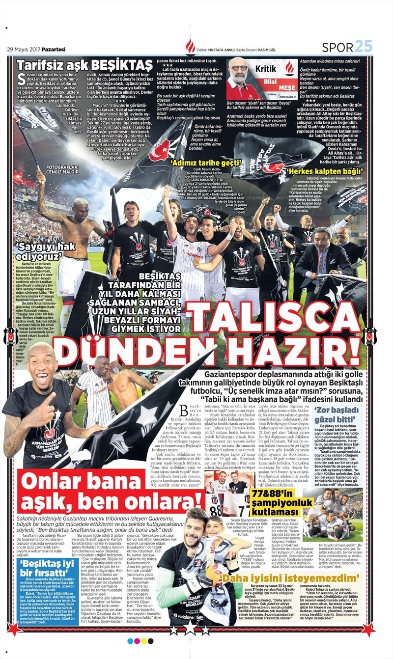 29 Mayıs 2017 | ŞAMPİYONLUK MANŞETLERİ - Görsel 26