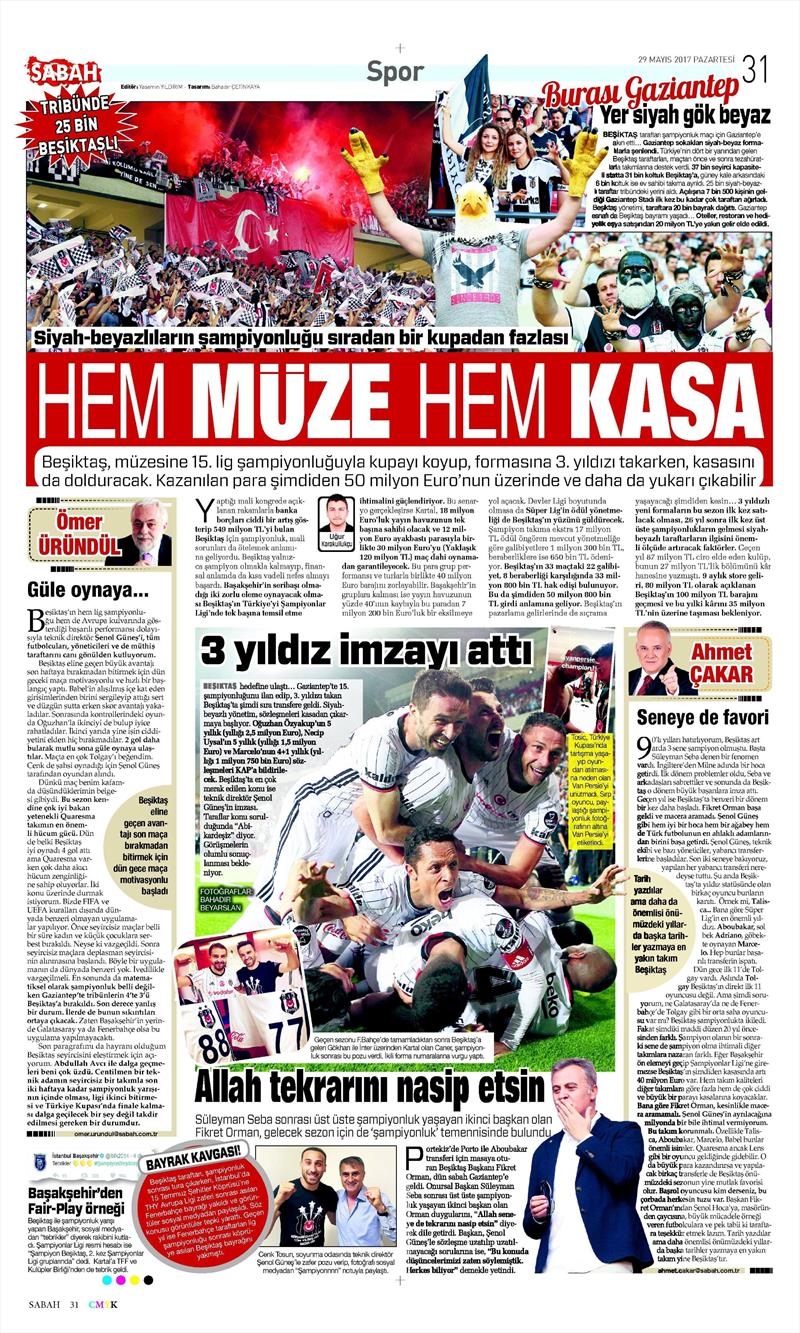 29 Mayıs 2017 | ŞAMPİYONLUK MANŞETLERİ - Görsel 30