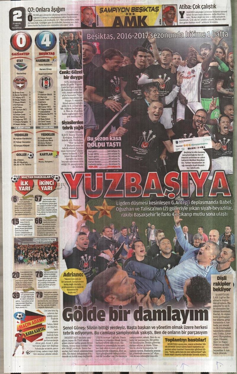 29 Mayıs 2017 | ŞAMPİYONLUK MANŞETLERİ - Görsel 4