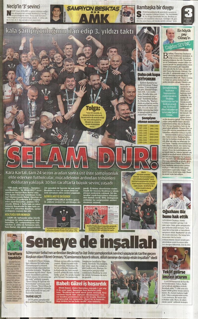 29 Mayıs 2017 | ŞAMPİYONLUK MANŞETLERİ - Görsel 5