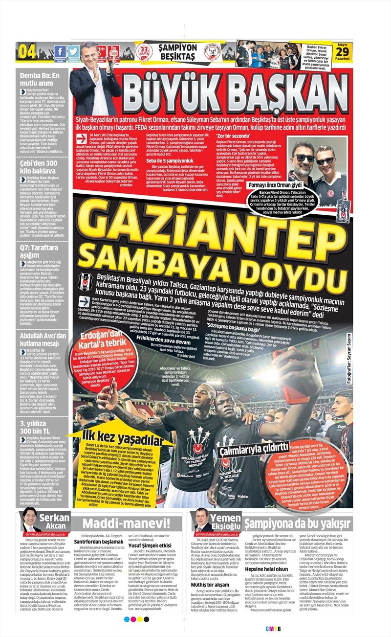 29 Mayıs 2017 | ŞAMPİYONLUK MANŞETLERİ - Görsel 8