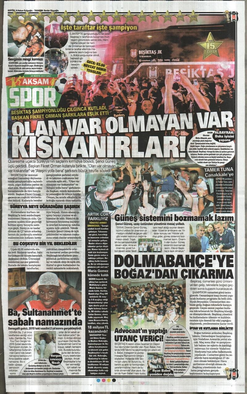 30 Mayıs 2017 | İşte gazetelerin Beşiktaş manşetleri - Görsel 2