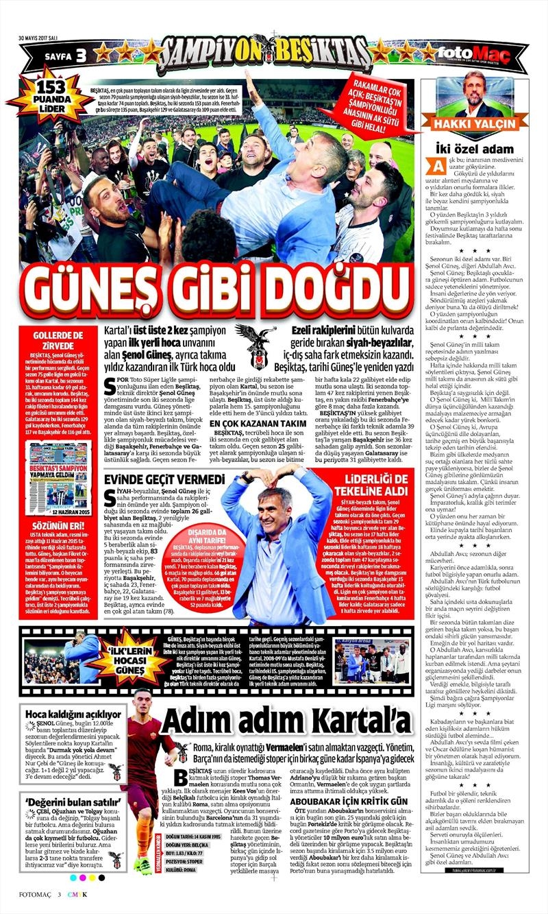 30 Mayıs 2017 | İşte gazetelerin Beşiktaş manşetleri - Görsel 21
