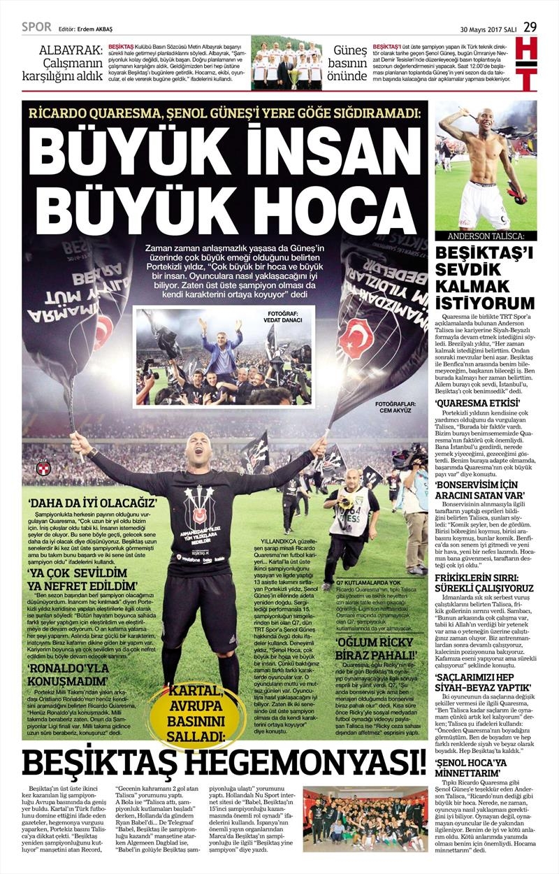 30 Mayıs 2017 | İşte gazetelerin Beşiktaş manşetleri - Görsel 24