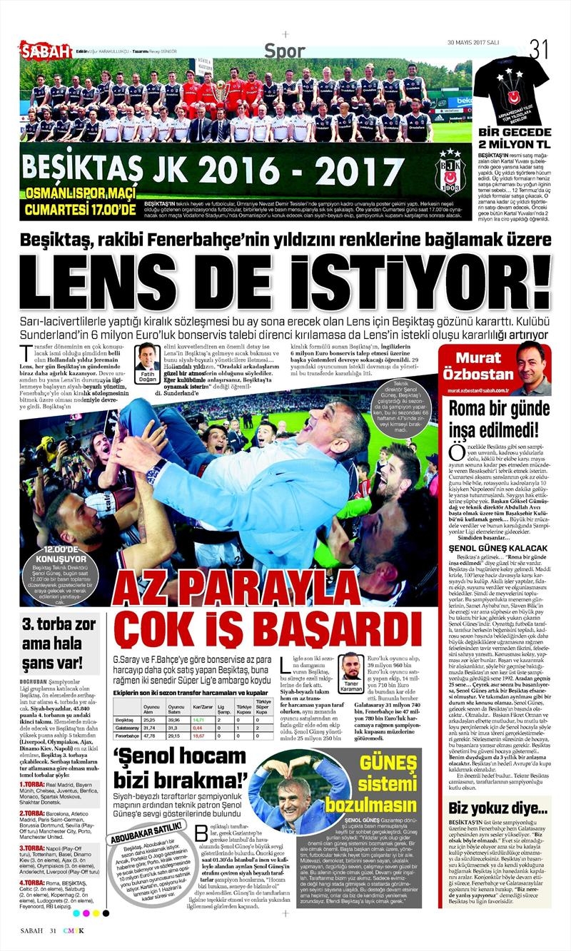 30 Mayıs 2017 | İşte gazetelerin Beşiktaş manşetleri - Görsel 7