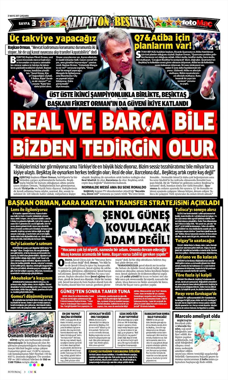 31 Mayıs 2017 | İşte gazetelerin Beşiktaş manşetleri - Görsel 25