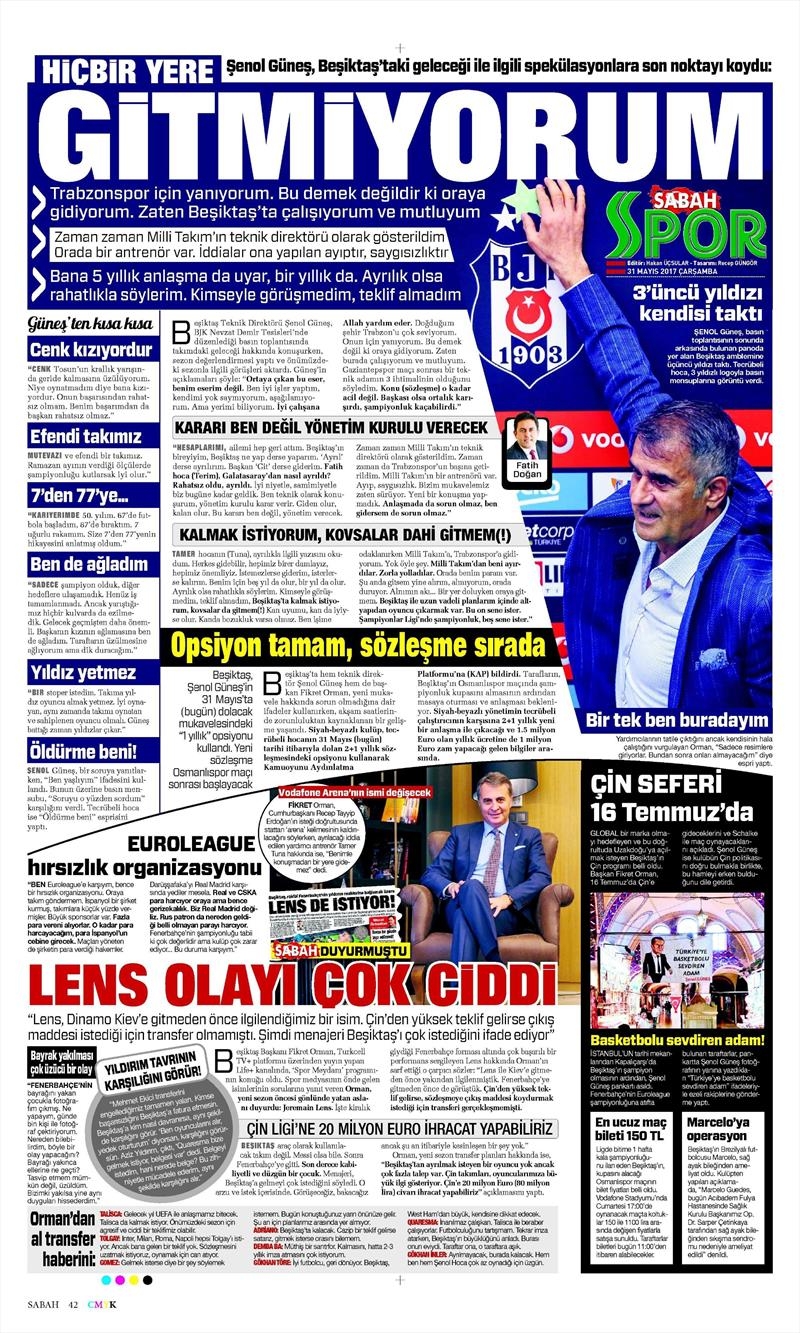 31 Mayıs 2017 | İşte gazetelerin Beşiktaş manşetleri - Görsel 27