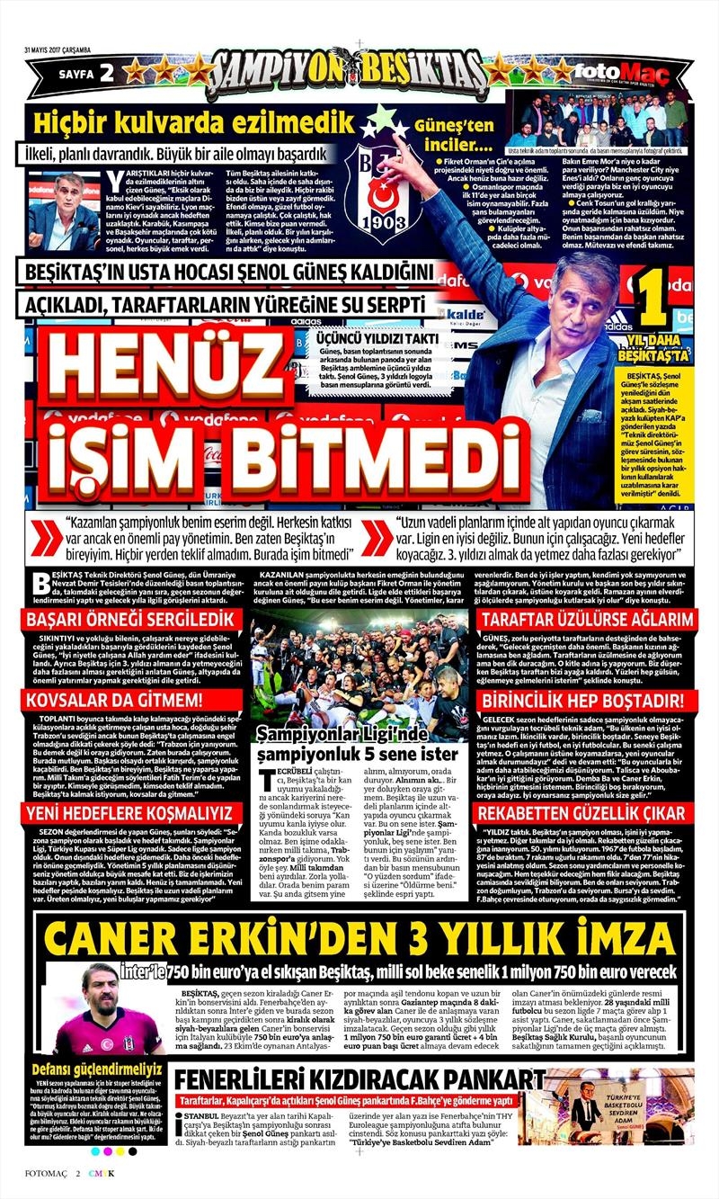 31 Mayıs 2017 | İşte gazetelerin Beşiktaş manşetleri - Görsel 8