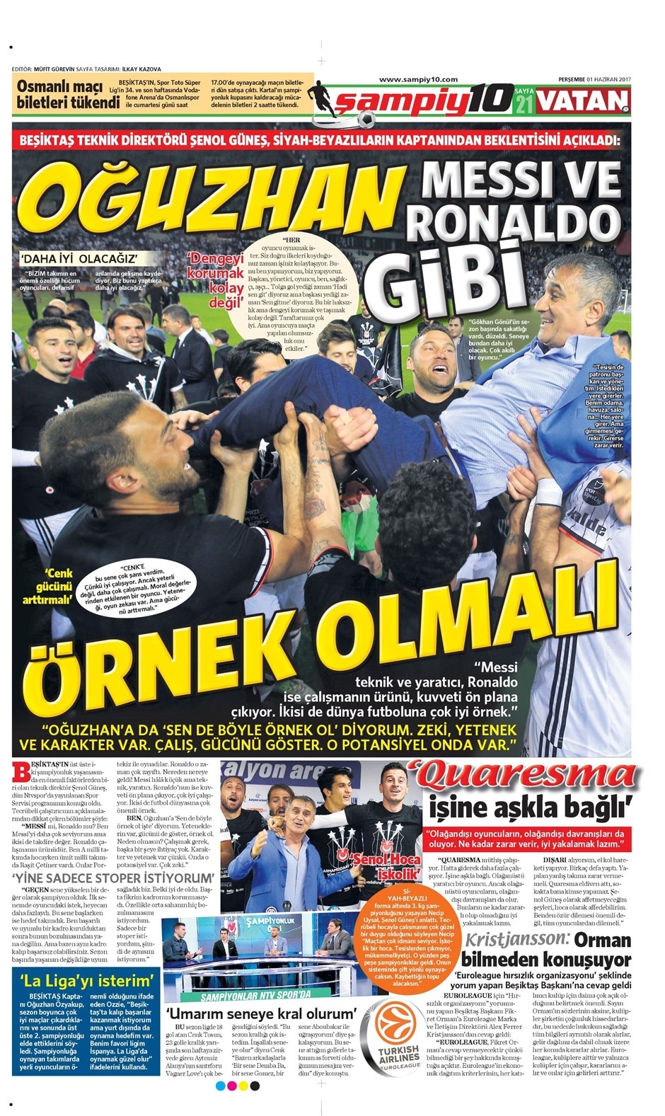 01 Haziran 2017 | İşte Gazetelerin Beşiktaş Manşetleri - Görsel 6