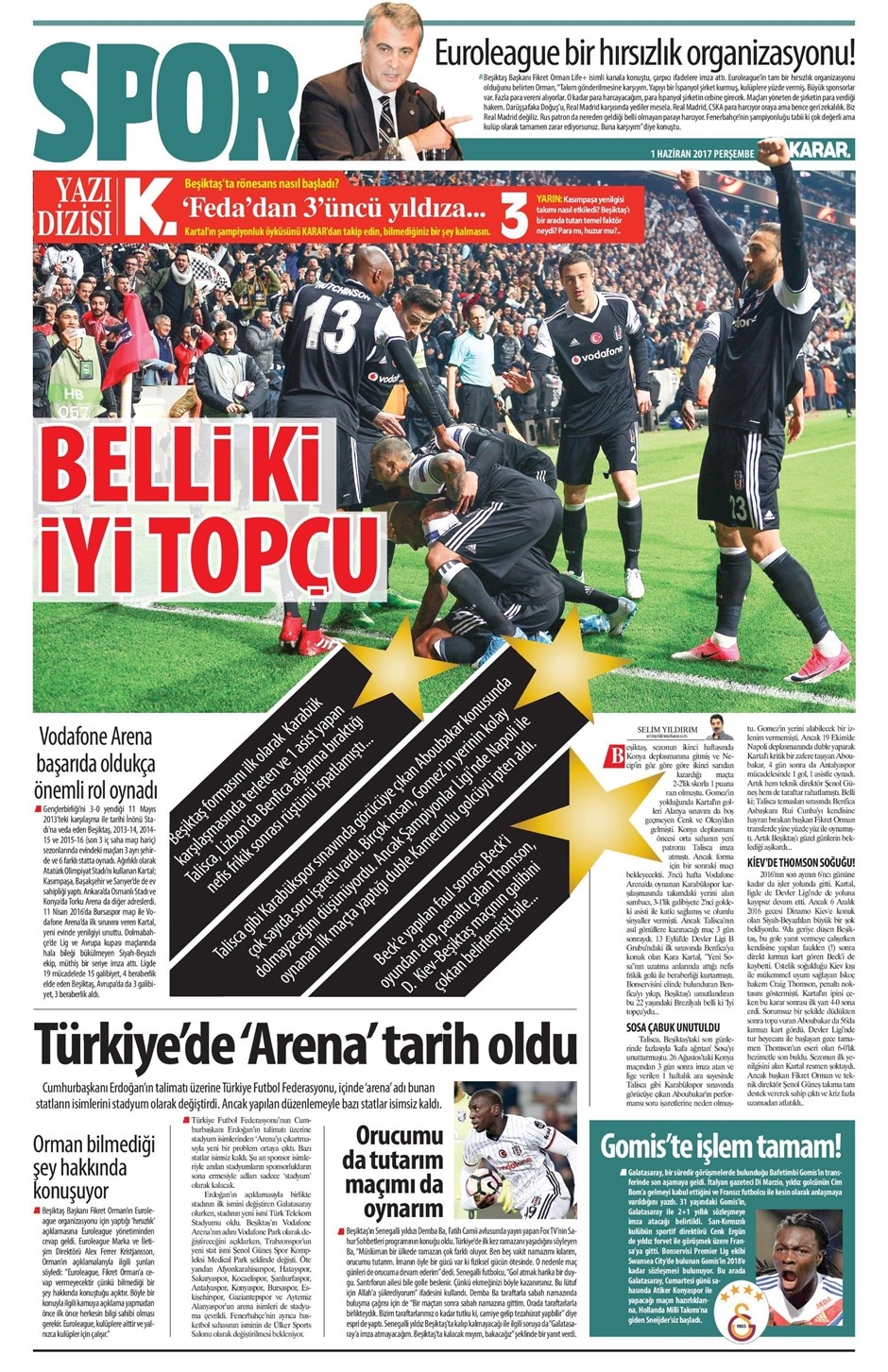 01 Haziran 2017 | İşte Gazetelerin Beşiktaş Manşetleri - Görsel 7