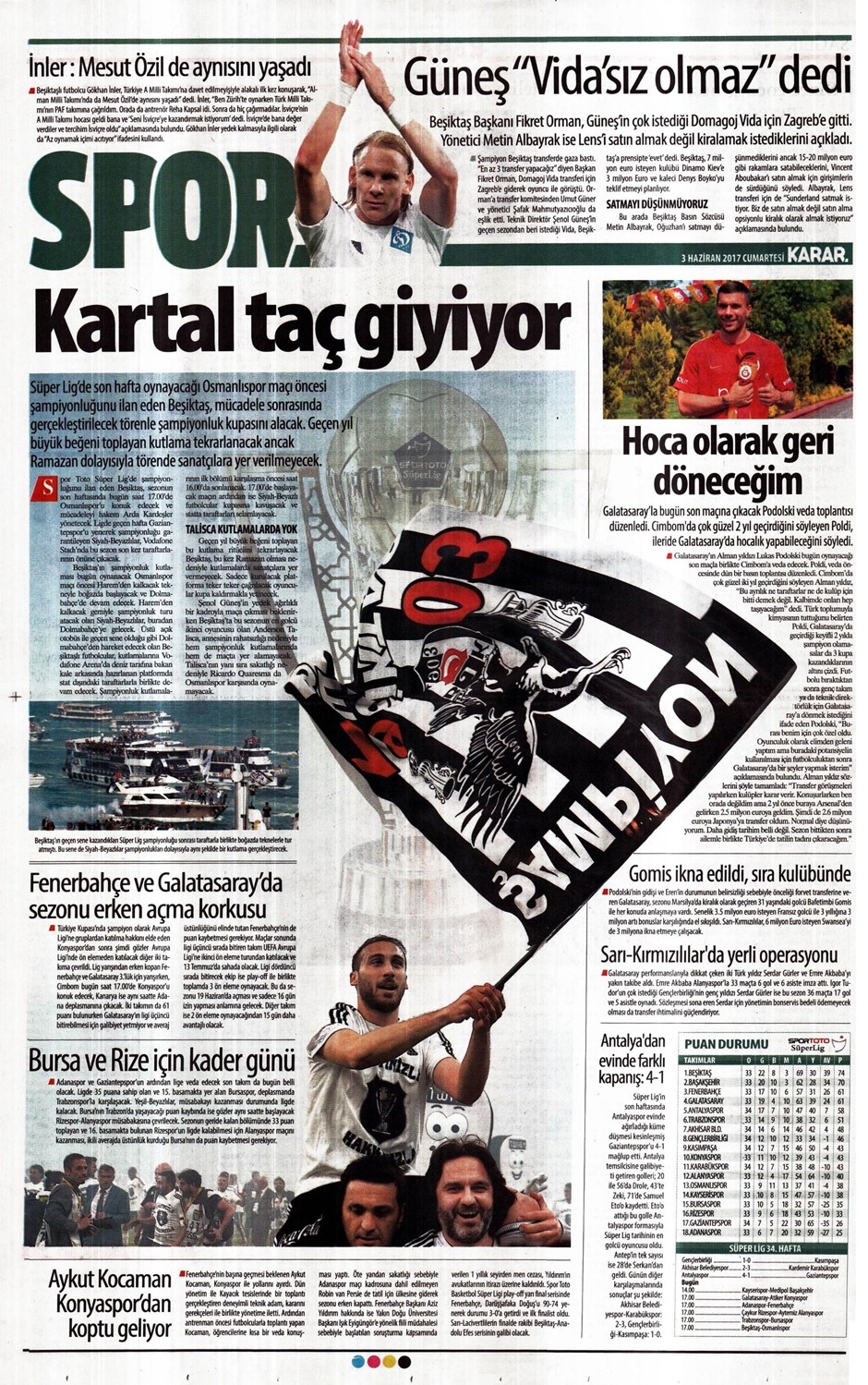 03 Haziran 2017 | İşte Gazetelerin Beşiktaş Manşetleri - Görsel 1