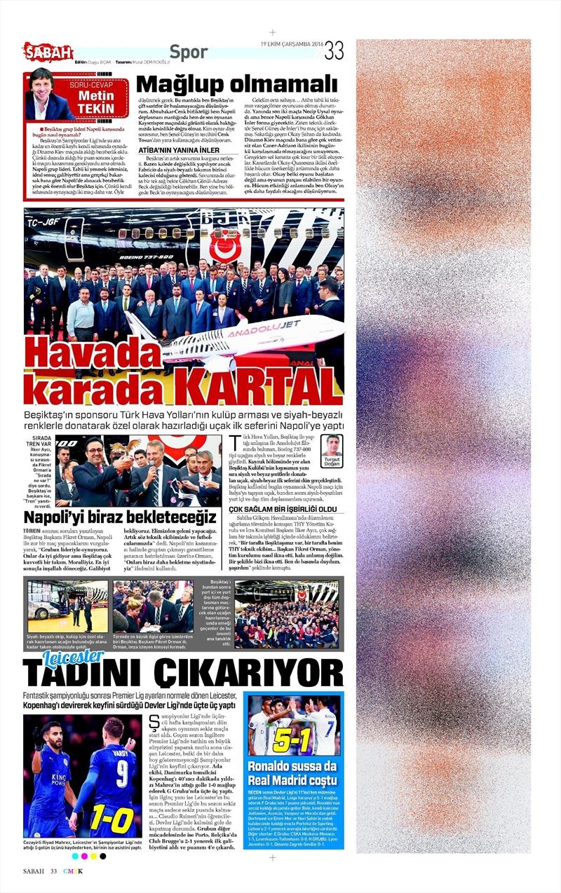 19 Ekim Çarşamba | Gazetelerin Beşiktaş Manşetleri - Görsel 16