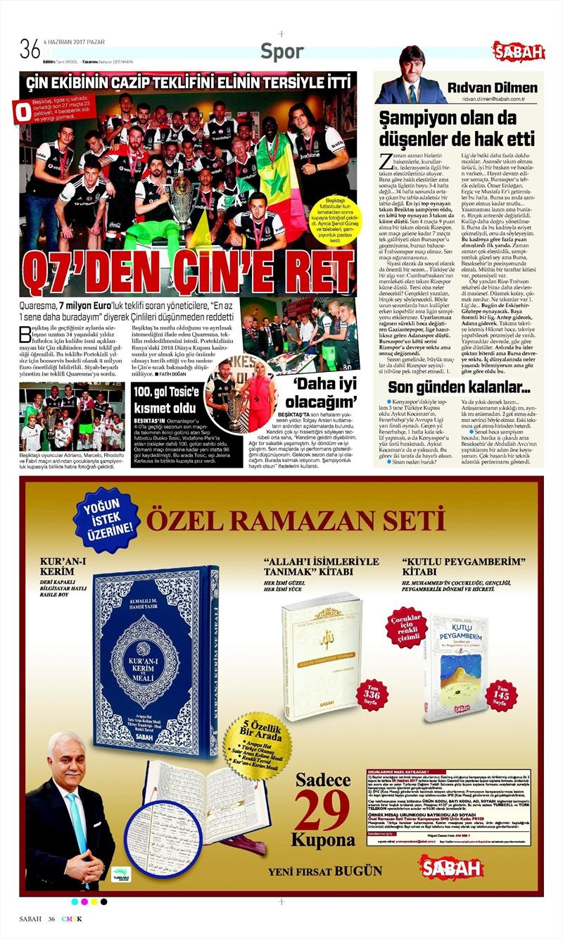 04 Haziran 2017 | Şampiyonun Gazete Manşetleri - Görsel 33