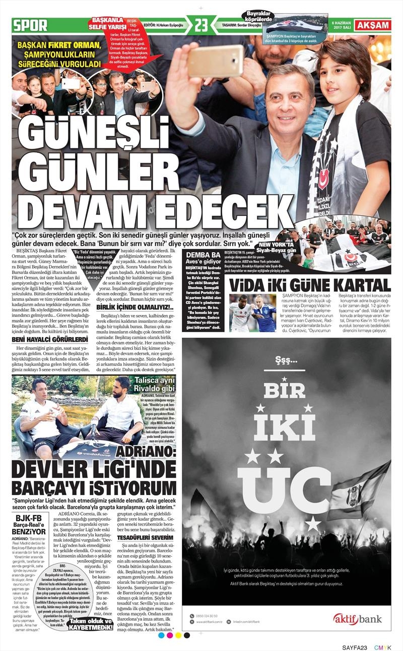 06 Haziran 2017 | Gazetelerin Beşiktaş Manşetleri - Görsel 1
