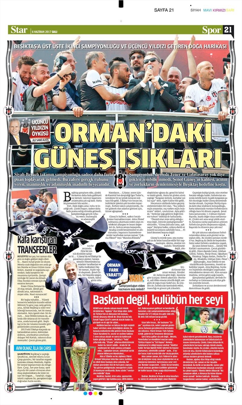 06 Haziran 2017 | Gazetelerin Beşiktaş Manşetleri - Görsel 14