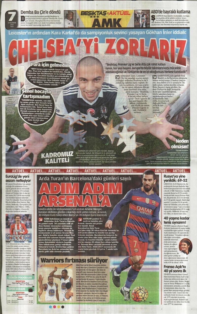 06 Haziran 2017 | Gazetelerin Beşiktaş Manşetleri - Görsel 2