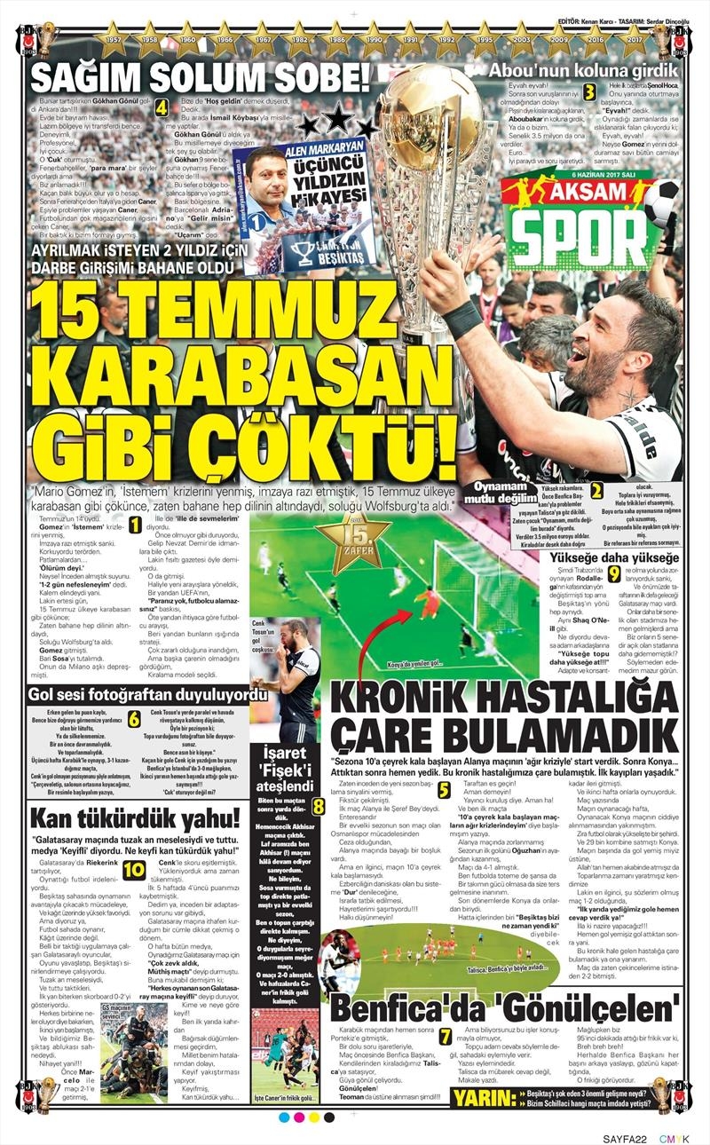 06 Haziran 2017 | Gazetelerin Beşiktaş Manşetleri - Görsel 3