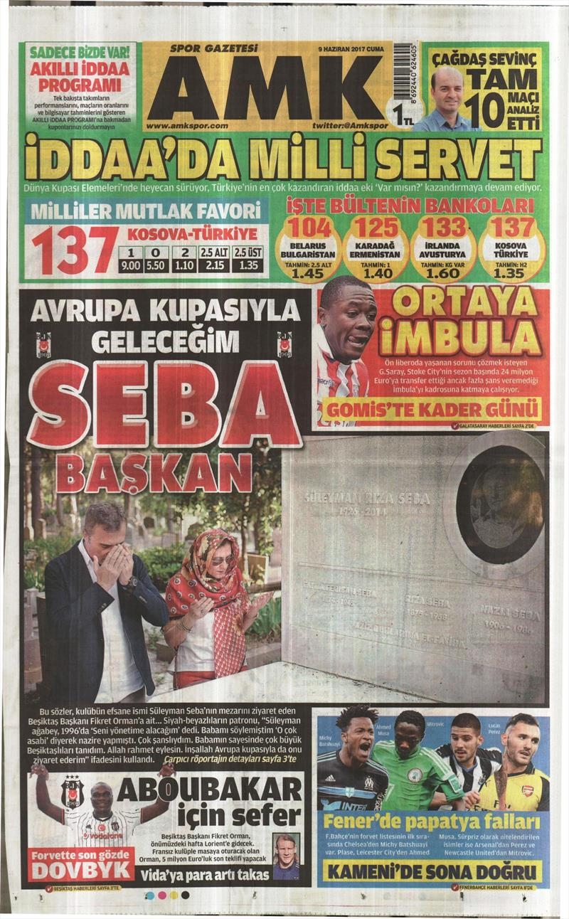 09 Haziran 2017 | Gazetelerin Beşiktaş Manşetleri - Görsel 1