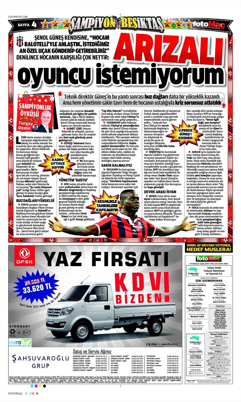 09 Haziran 2017 | Gazetelerin Beşiktaş Manşetleri - Görsel 11