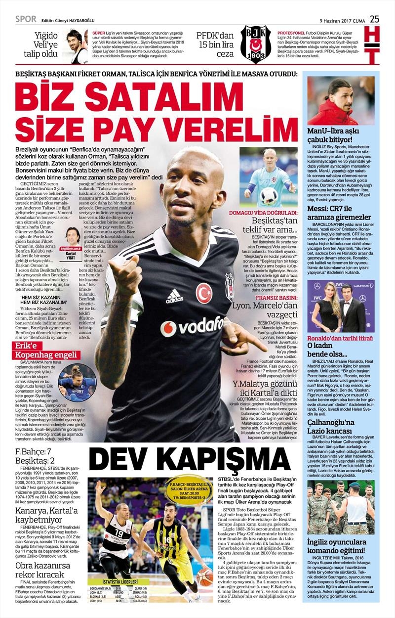 09 Haziran 2017 | Gazetelerin Beşiktaş Manşetleri - Görsel 13