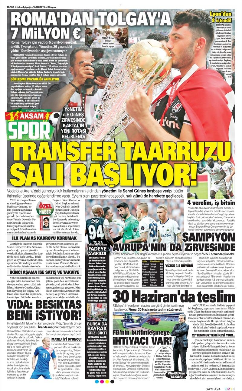 09 Haziran 2017 | Gazetelerin Beşiktaş Manşetleri - Görsel 2