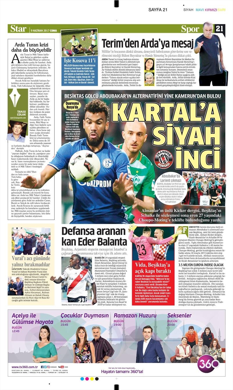 09 Haziran 2017 | Gazetelerin Beşiktaş Manşetleri - Görsel 20