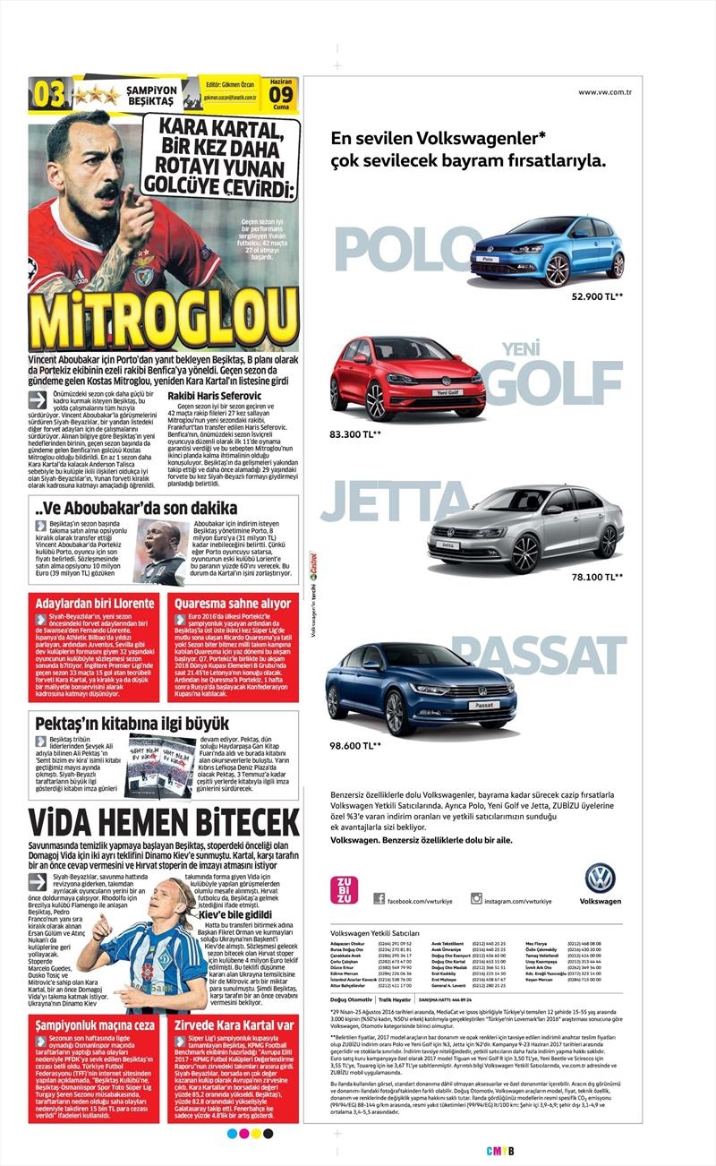 09 Haziran 2017 | Gazetelerin Beşiktaş Manşetleri - Görsel 8