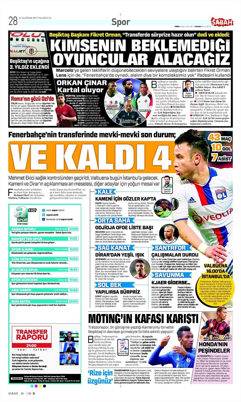 12 Haziran 2017 | İşte Gazetelerin Beşiktaş manşetleri - Görsel 10