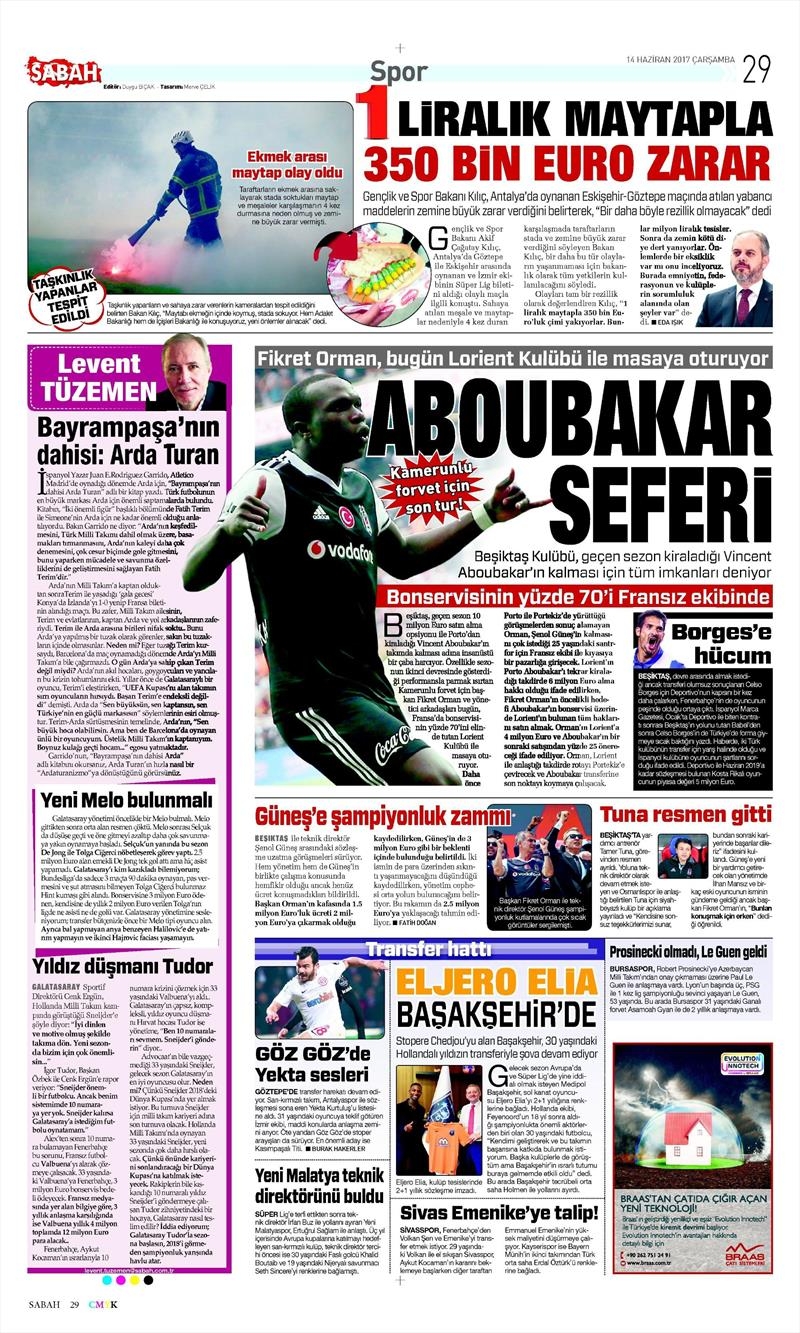 14 Haziran 2017 | İşte gazetelerin Beşiktaş manşetleri - Görsel 7