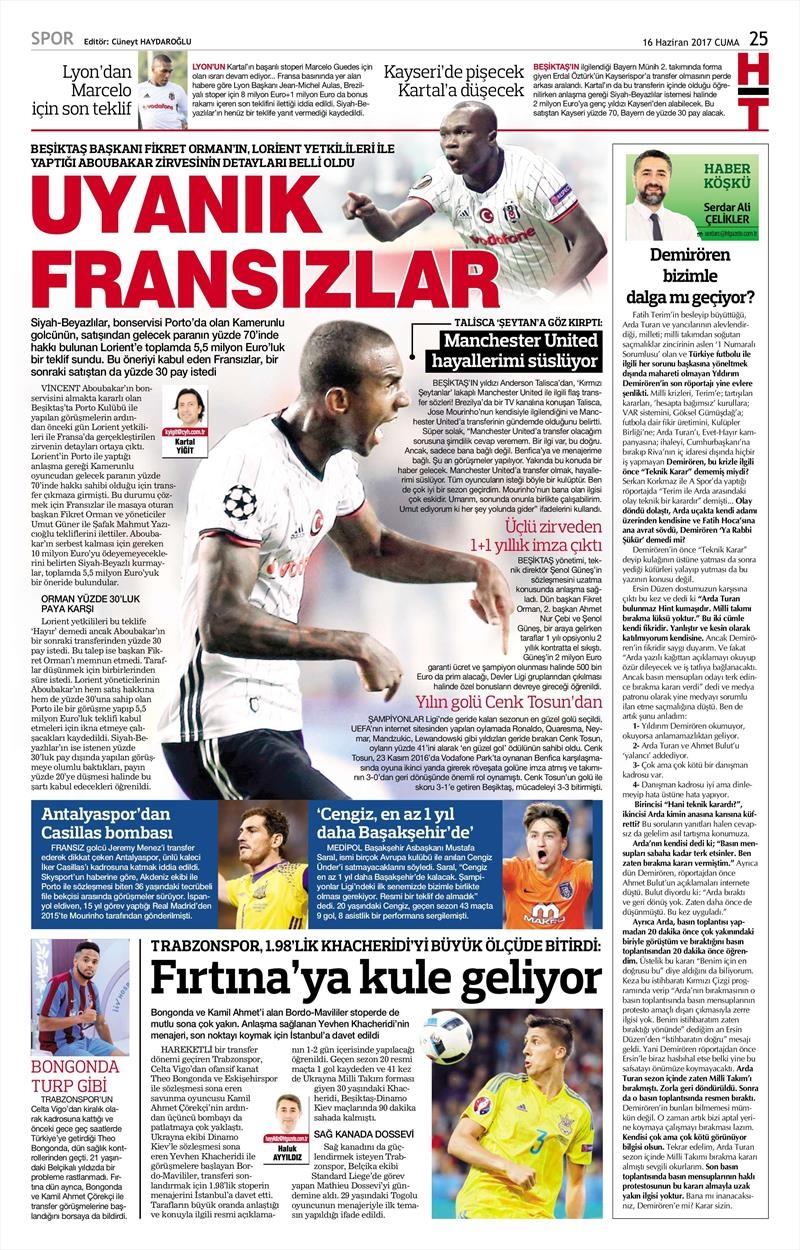 16 Haziran 2017 | İşte gazetelerin Beşiktaş manşetleri - Görsel 7
