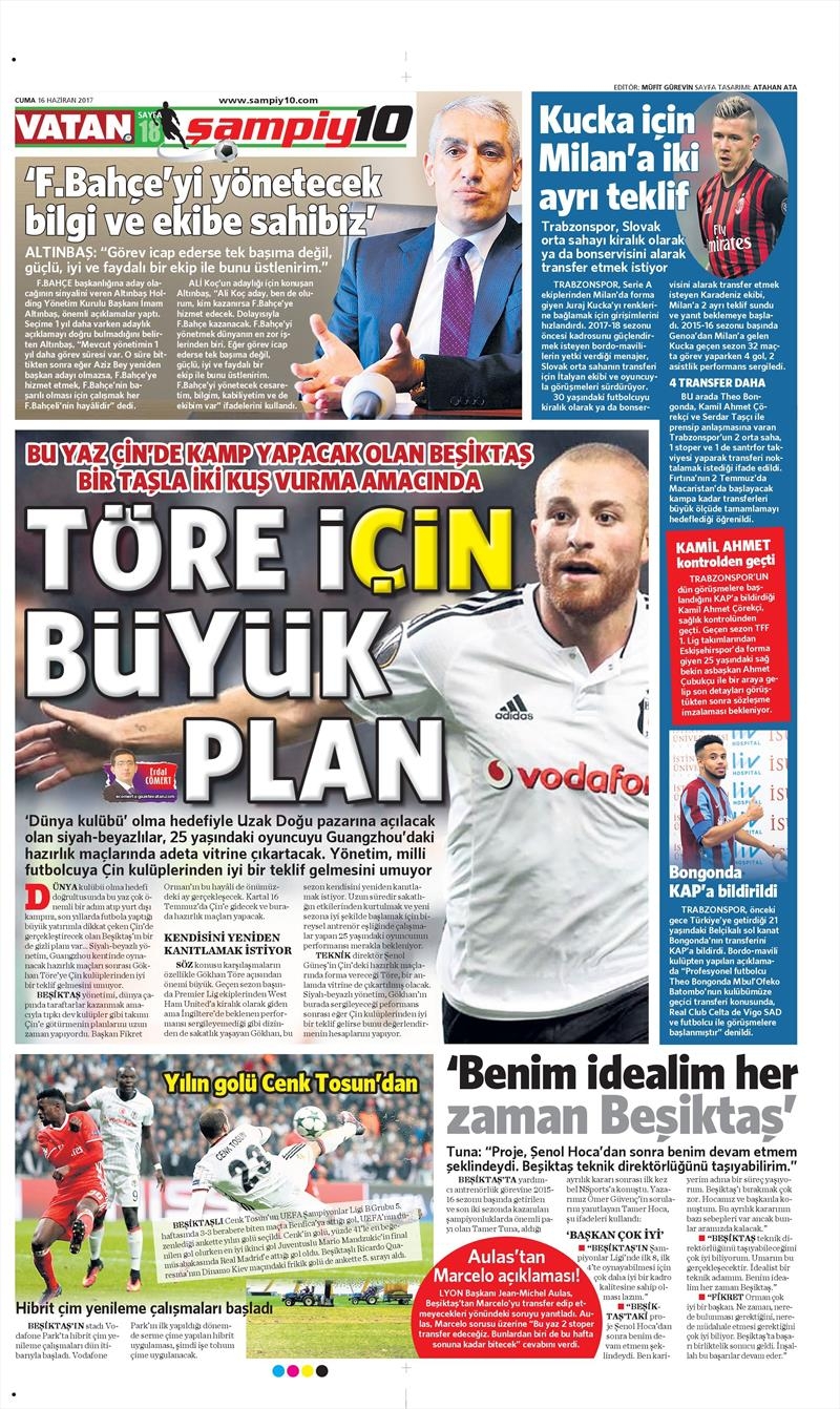 16 Haziran 2017 | İşte gazetelerin Beşiktaş manşetleri - Görsel 9