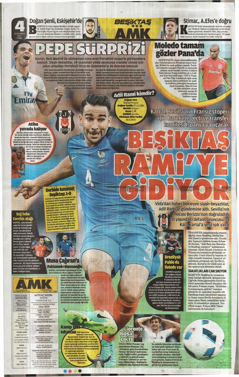 23 Haziran 2017 | Gazetelerin Beşiktaş Manşetleri - Görsel 3