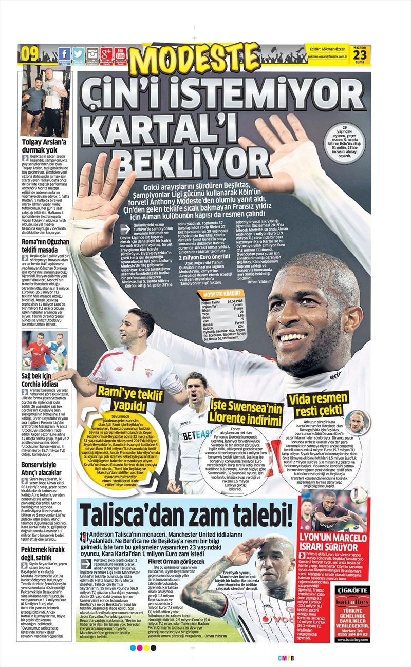 23 Haziran 2017 | Gazetelerin Beşiktaş Manşetleri - Görsel 4