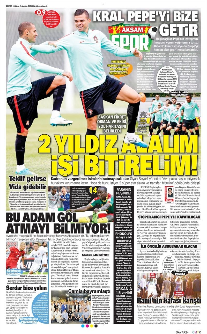 24 Haziran 2017 | Gazetelerin Beşiktaş Manşetleri - Görsel 2