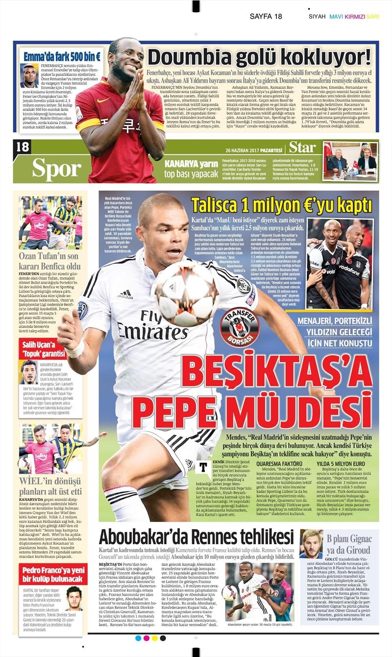 26 Haziran 2017 | İşte gazetelerin Beşiktaş manşetleri - Görsel 10