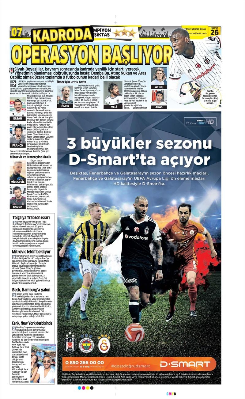 26 Haziran 2017 | İşte gazetelerin Beşiktaş manşetleri - Görsel 2