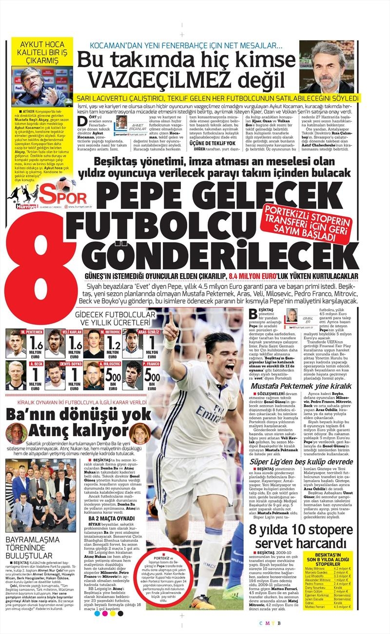 26 Haziran 2017 | İşte gazetelerin Beşiktaş manşetleri - Görsel 7