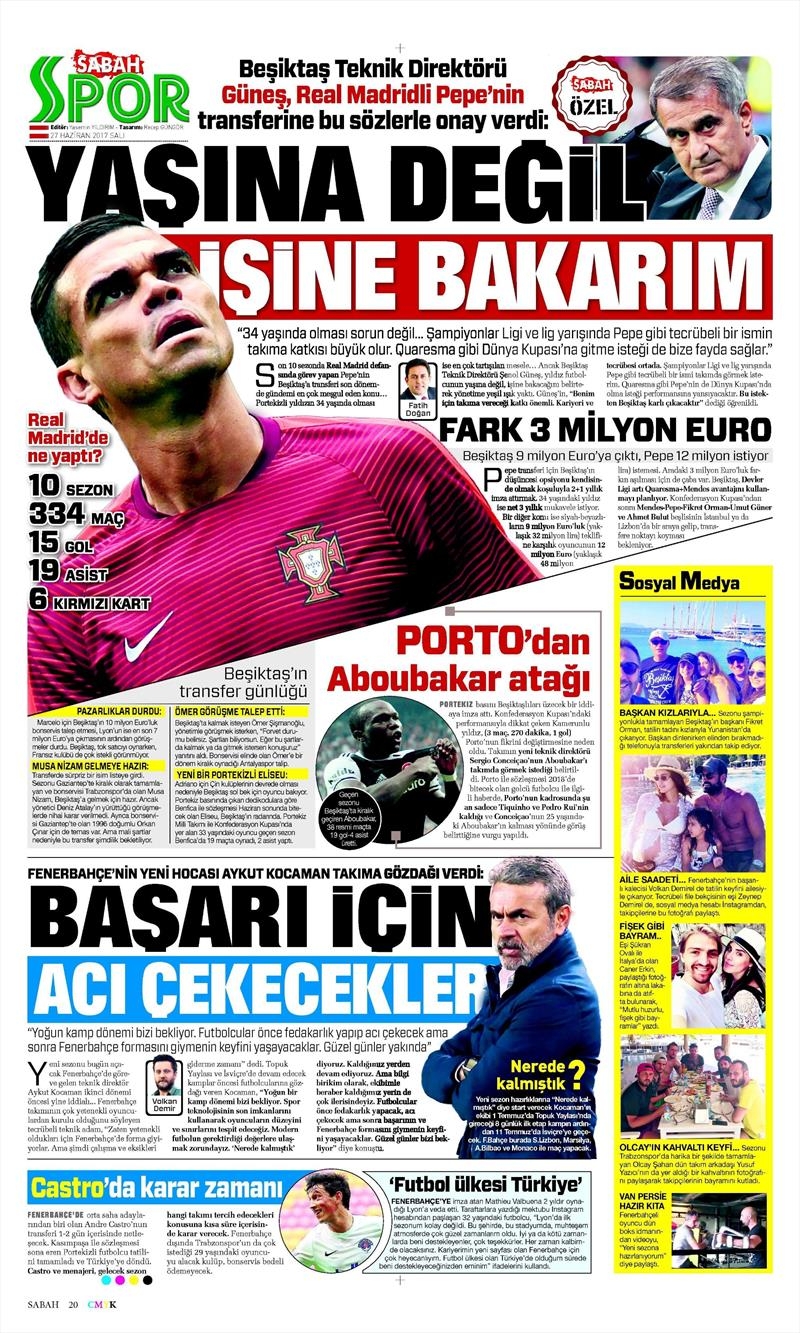 27 Haziran 2017 | İşte gazetelerin Beşiktaş manşetleri - Görsel 10