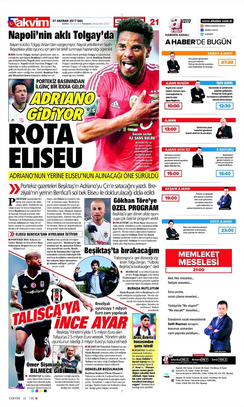 27 Haziran 2017 | İşte gazetelerin Beşiktaş manşetleri - Görsel 12