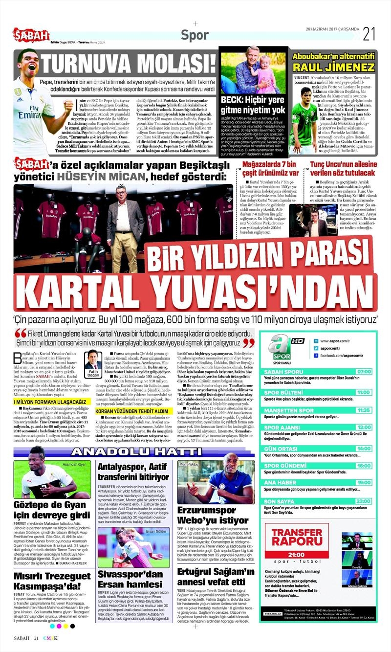 28 Haziran 2017 | İşte gazetelerin Beşiktaş manşetleri - Görsel 6